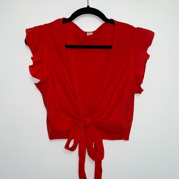 Red Front Tie Top - Picture 1 of 5